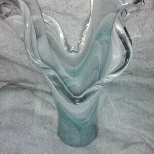 Murano Vase 12.5in Tall Hand Blown Art Glass Vtg Italian Art Vase Valentine' Day
